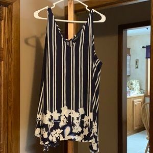 Lane Bryant navy/white tank